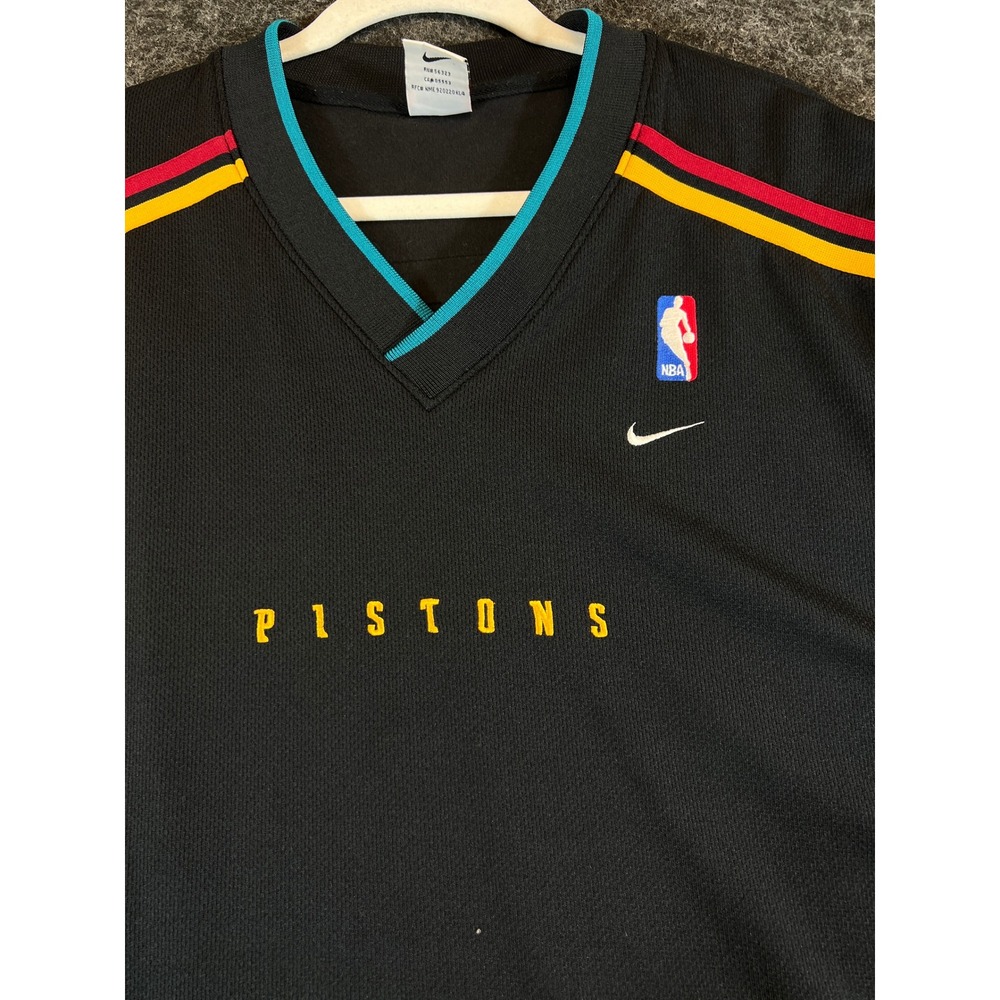 Vintage 90s Nike Detroit Pistons NBA Shooting Jersey Mens XL Black Basketball